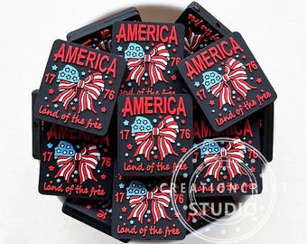 アメリカフォーカルシリコンビーズ、バッジリール用愛国ビーズ、フォーカルビーズ