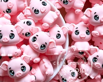 3D Animal Pink Pig Shape Silicone Beads,Focal Beads,DIY Accessories for Pen Keychain