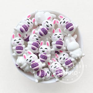 3D Easter Egg Rabbit Beads,Bunny Beads,Lanyard Beads,Beadable Pen DIY,Easter Silicone Beads