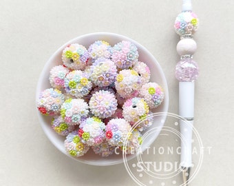 20mm Chunky Resin Flower Ball,Fancy Flower Ball For Pen,Polymer Clay Flower Ball Beads