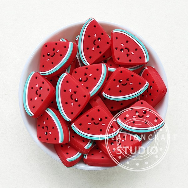 Watermelon Silicone Beads, Soft Shape Silicone Beads, Jewelry Bead, Charm Silicone Beads, Craft Accessories, Loose Silicone Bead, 21*30mm