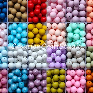 Cuentas al por mayor, cuentas redondas de silicona, cuentas de silicona a granel de 12/15 mm, accesorios para manualidades