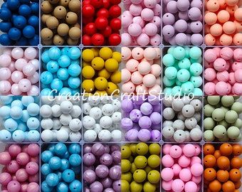 Perles en gros, perles rondes en silicone, perles en silicone en vrac de 12/15 mm, accessoires d'artisanat