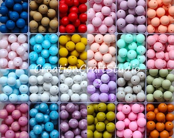 Perles en gros, perles rondes en silicone, perles en silicone en vrac de 12/15 mm, accessoires d'artisanat