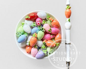 ミックスカラーUV 3Dキャロットアクリルビーズ、ルースビーズDIYホリデージュエリーアクセサリー