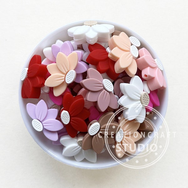 Flower Silicone Beads, Daisy Beads, Flower Beads, Bulk Focal Beads