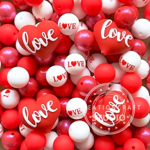 Liebe Herz Fokal Perlen, Silikonperlen, Verschiedene Valentinstag Perlen, 3D Fokalperlen, für Perlenstift DIY