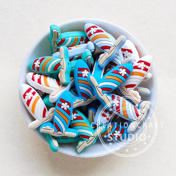 Surfing Board Focal Shape Silicone Beads, DIY Bead Pens Women Keychain Charm Gifts, Jewelry Making, Bulk Silicone Beads