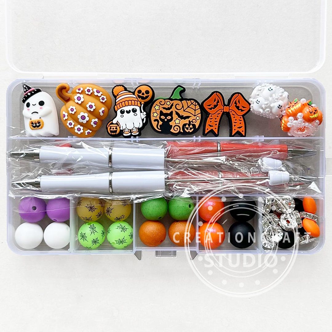 Spooky Assorted 47pcs Silicone Beads Halloween Kit,ghost Focal Beads