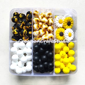 160Pcs Sunflower Assorted Silicone Beads Kit, Silicone Loose Beads, Daisy Beads, DIY Crafts Necklace Bracelet Gifts Jewelry Making
