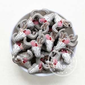 Western Cow Skull Focal Beads, Focal Silicone Beads in Bulk