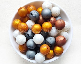 FASHEWELRY Kit di perline in silicone perline focali in silicone rotonde perline distanziali in gomma perline sciolte per penna fai da te cordini