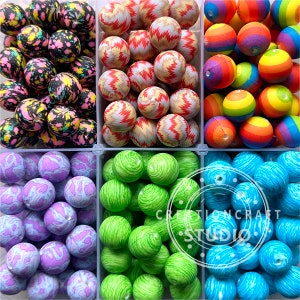 15mm Print Silicone Beads, Splatter Print Beads, Silicone Beads Bulk, Colorful Beads