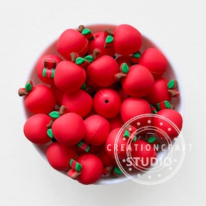 3D Apple Focal Beads,Red Apple Silicone Beads,3D Beads,DIY Decoration Gift