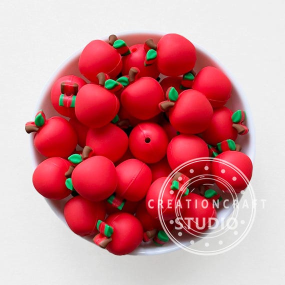 3D Apple Focal Beads,Red Apple Silicone Beads,3D Beads,DIY Keychain Gift