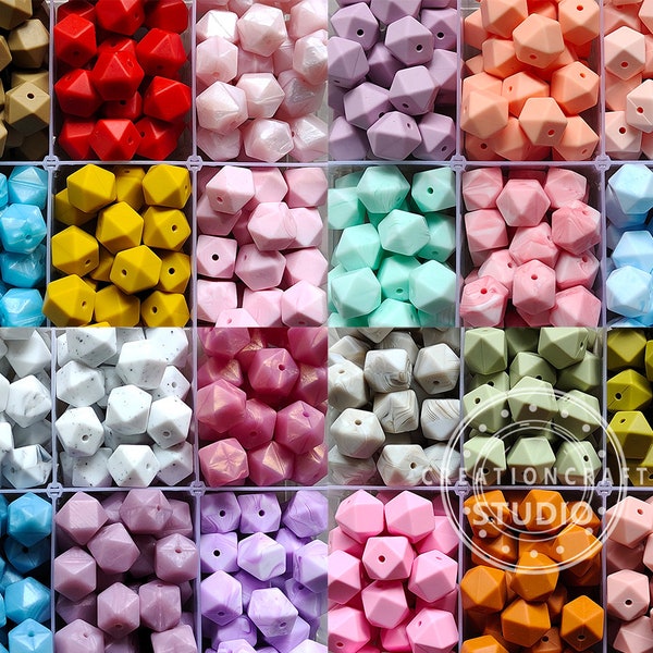 14/17mm Hexagon Silicone Beads, Hexagon Beads, Wholesale Silicone Beads