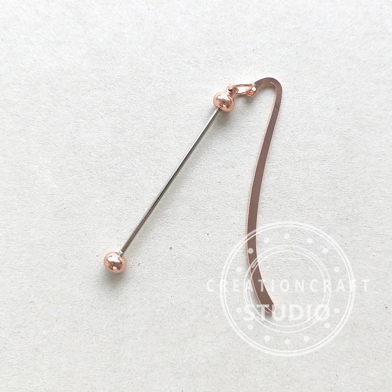 Marcapáginas con cuentas, Marcapáginas de metal con cuentas, Suministros para marcapáginas - En blanco Rose Gold