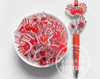 UV Bloody Handprint Shape Acrylic Beads,Halloween Horror Loose Beads DIY Craft