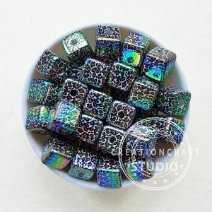 Leopard Print Cube Bubblegum Beads, Chunky UV Acrylic Cube Beads, Cube Beads