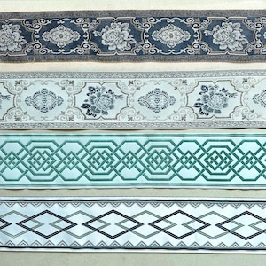 5 Yards Woven Jacquard Ribbon 9cm, Vintage Embroidery Flower Pattern Fabric, For Curtain Lace Trims, Ethnic Ribbon Trim Embroidered Webbing