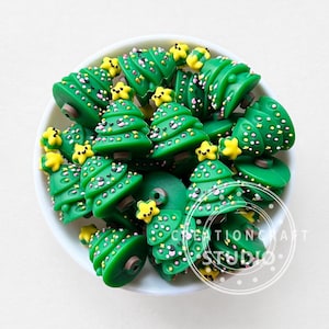 Contas de árvore de Natal 3D, contas de silicone, contas decorativas de Natal, bijuterias para enfeites DIY