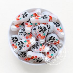 Be The Light Focal Silicone Beads, Religious Beads, Bulb Focal Beads