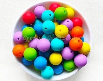 7 Colors Mixed Silicone Beads, Colorful Silicone Beads, Jewelry Making, 12/15mm Round Silicone Bead Bulk, DIY Beaded Bracelets Necklace