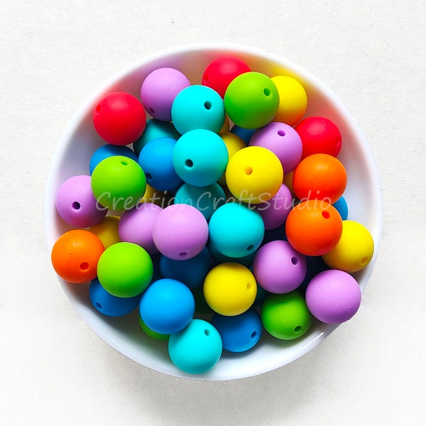 7 Colors Mixed Silicone Beads, Colorful Silicone Beads, Jewelry Making, 12/15mm Round Silicone Bead Bulk, DIY Beaded Bracelets Necklace