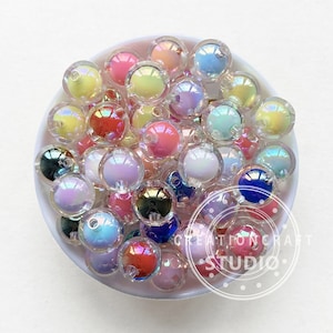 16mm AB Iridescent Transparent Mixed Acrylic Beads, Clear Gumball Beads, Bubblegum Beads
