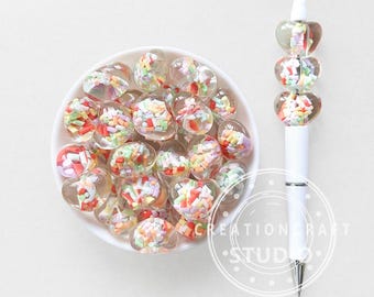 Cuentas de resina de chicle con forma de corazón transparente y gruesas, cuentas acrílicas