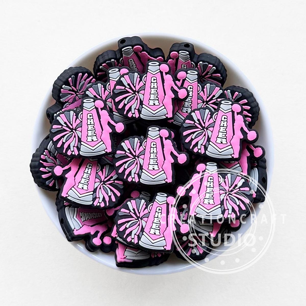 Cheer Beads,Jewelry Beads,Cheerleader Focal Beads,Silicone Beads,for Keychain