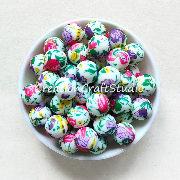 Begonia Silicone Beads, 15mm Round Silicone Ball, Wholesale Beads, Jewelry Making, DIY Bracelet Key Chain