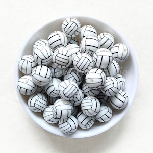 15 mm runde volleyball Druck-Silikon-Perlen DIY Keychain Schlüsselring Schmuckherstellung, Großhandel Silikon-Perlen
