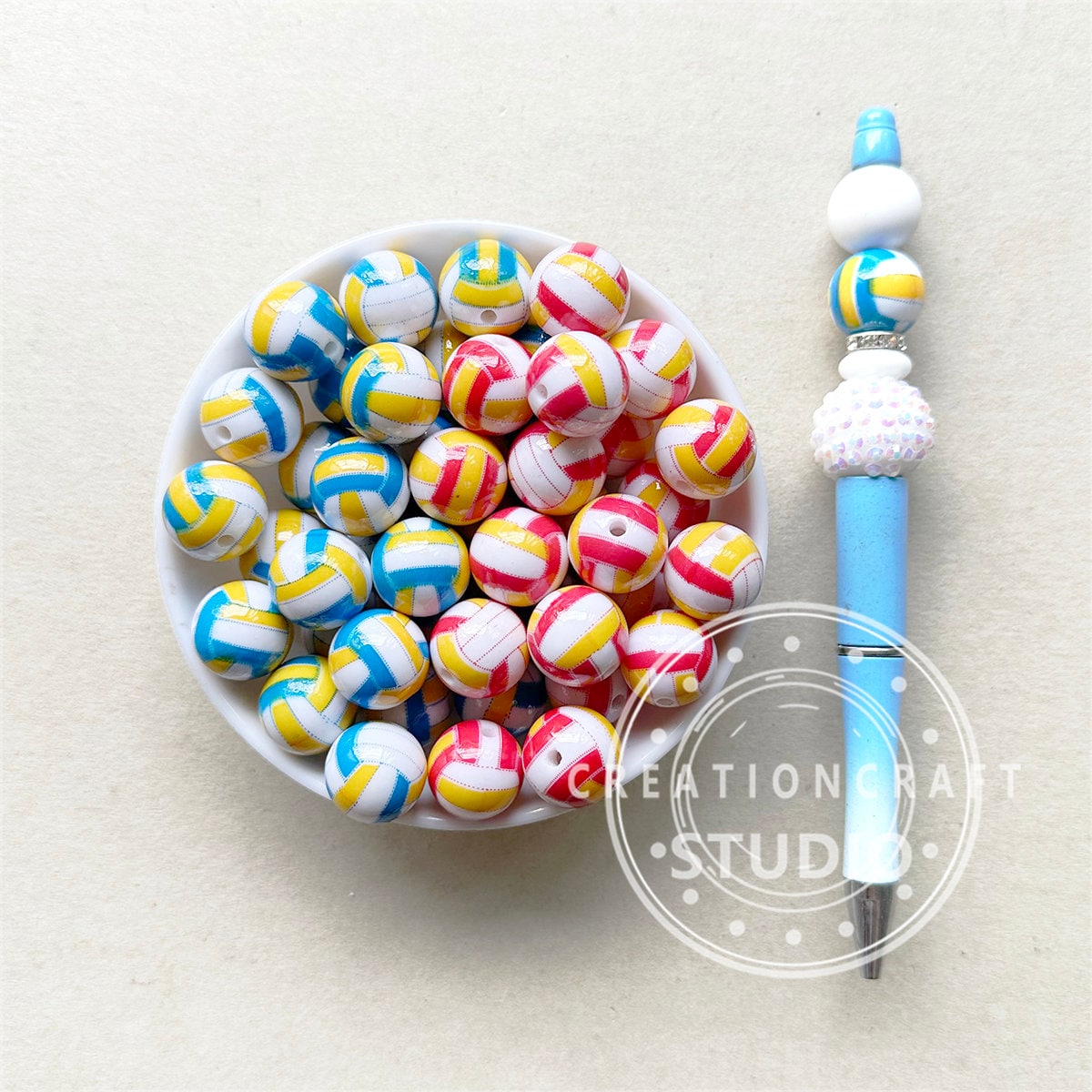 16mm Colored Volleyball Beads, Sports Ball Gumball Beads, Loose