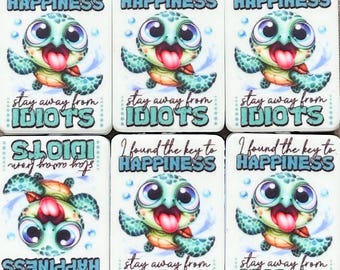 Sea Turtle Printed Silicone Focal Beads,Funny Quote for Beach Jewelry Craft Making