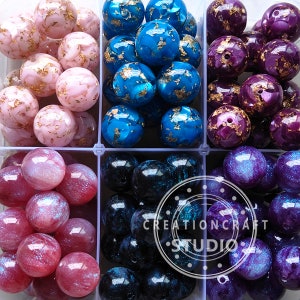 20mm Gold Flakes Acrylic Chunky Bubblegum Beads, Speckled Beads in Bulk, 20mm Beads, 20mm Pearlescent Glitter Bubble Gum Beads