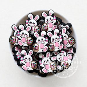Bunny Bead,Cute Rabbit Beads,Silicone Focal Happy Easter Beads,DIY Jewelry Accessories