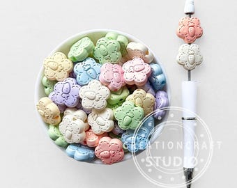 Matte Flower Shape Acrylic Beads,Loose Beads DIY Keychain Pen Making