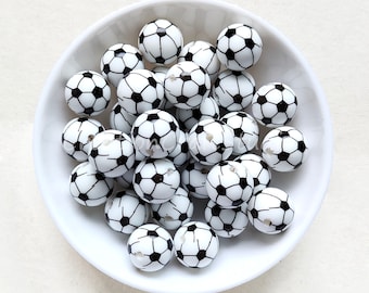 20–100 st fotbollssilikonpärlor, 15 mm runda silikonpärlor, gör-det-själv-halsband, armband, smyckestillverkning