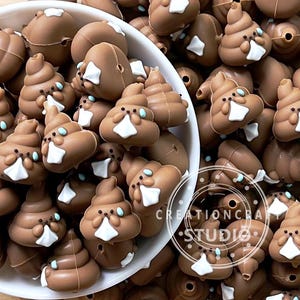 Silikonowe koraliki ogniskowe 3D Poop, silikonowe koraliki ogniskowe, hurtowe koraliki, brelok z koralikami DIY
