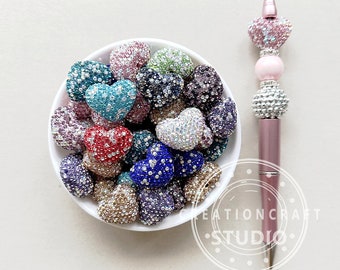 Strass Polymer Clay Herz Perlen, Mix Color Herz Focal Perlen, Sparkle Perlen, Bling Strass Perlen