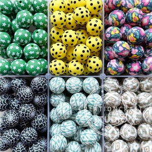Silicone Print Beads, 15mm Beads, Loose Ball, DIY Keychain, Round Silicone Beads, Wholesale Beads