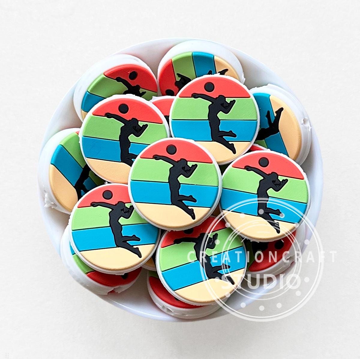 Volleyball Sports Beads,Soft Beads,Sports Focal Beads,DIY Keychain Jewelry