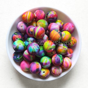 Glaze Print Silicone Beads, 12/15mm Round Silicone Beads, Bulk Loose Silicone Beads, Charm Bead, DIY Women Keychain Keyring Making