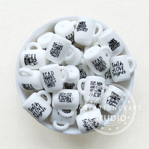 Silicone Coffee Mug Focal Beads, Mini Coffee Mug Silicone Beads