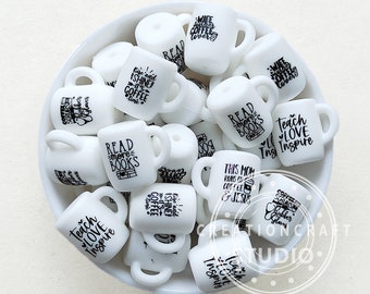 Silicone Coffee Mug Focal Beads, Mini Coffee Mug Silicone Beads