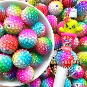 20mm Rainbow Rhinestone Beads,Chunky Bubblegum Acrylic Beads,20mm Bubblegum Beads,Colorful Beads