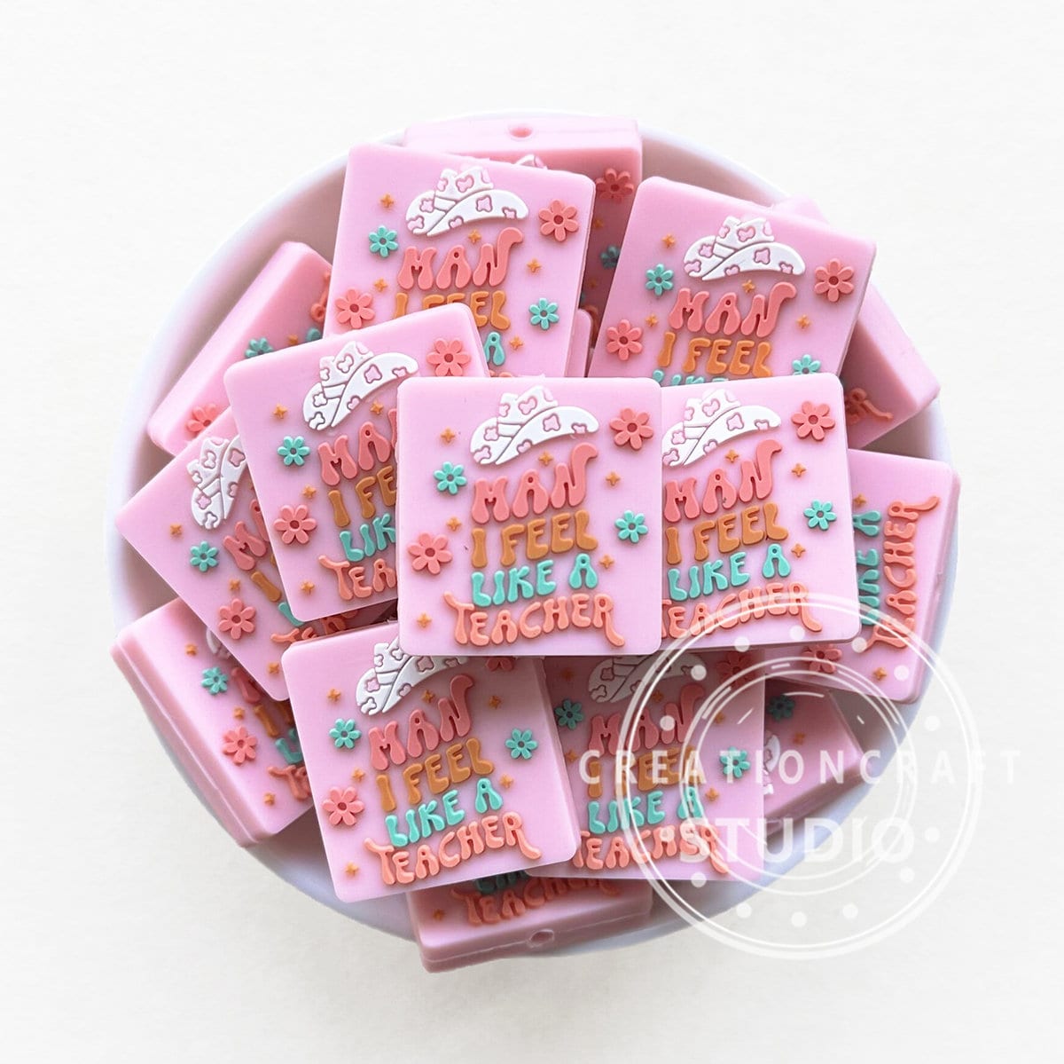 Teacher Focal Silicone Beads, Cowboy Hat Beads