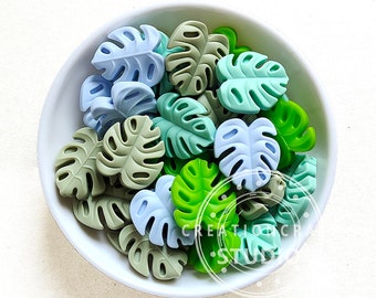 Monstera Silicone Leaf Beads, Bulk Silicone Beads, Mini Leaf Focal Beads, 20*25*8.5mm