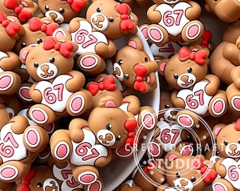 3D 67 Bear Focal Silicone Beads,Funny Bead,DIY Keychain